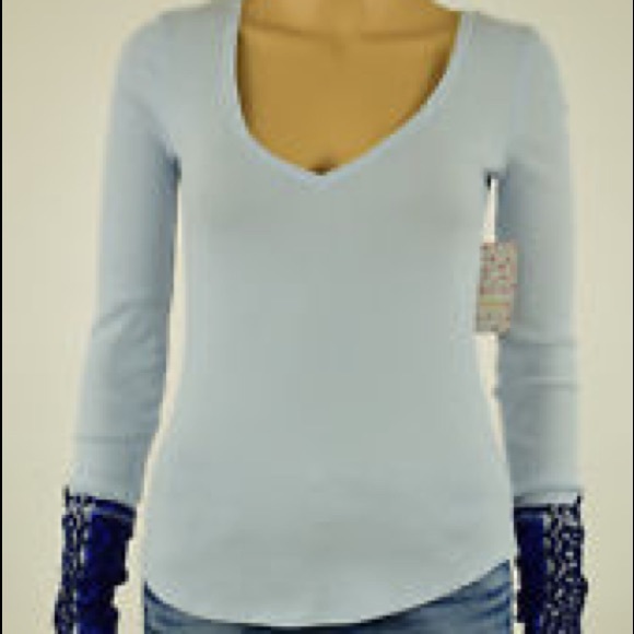 Free People Tops - Free People Embroidered Long Sleeve Thermal Top